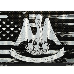 LOUISIANA STATE FLAG American Tactical Flag Carbon fiber look Pattern Brushed Metal Car Novelty License Plate Auto Tag