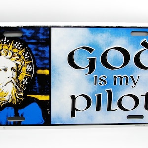 DEUS é Meu Piloto Jesus Religioso Espiritual 3D EM RELEVO Metal Carro NOVIDADE Placa Auto tag