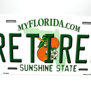 FLORIDA State RETIRED Metal Car Novelty License Plate Auto Tag