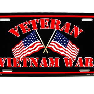 Vietnam War Veteran Vietnam Veteran Ribbon AMERICAN FLAG Patriotic Metal Car Novelty License Plate Auto tag