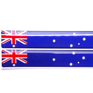 AUSSIE AUSTRALIA FLAG 3D Epoxy Car Emblem Decal Sticker Set (2) Flexible Durable Waterproof Highly Detailed Good Quality