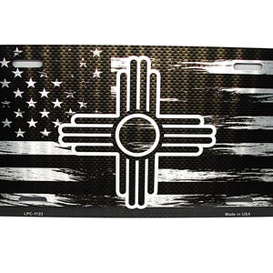 Neue MEXICO STATE FLAGGE Amerikanische taktische Flagge Karbonfaser-Look Muster gebürstetes Metall Auto Neuheit Kennzeichen Auto Tag