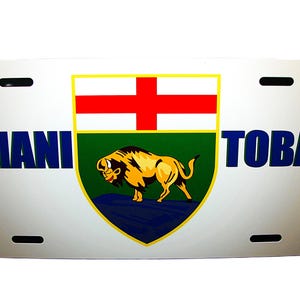 CANADA, CANADIAN Territory MANITOBA Flag Coat of Arms Metal Car Novelty License Plate Auto tag