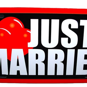 JUST MARRIED WEDDING Metal Car license Plate Auto Tag