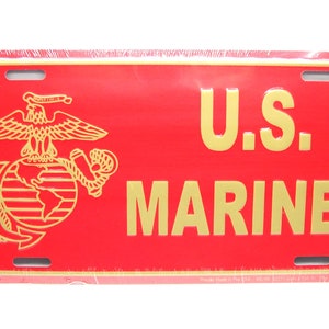 Officially Licensed SEMPER FI, USMC, United States Marine Corps, Marines, U.S. Marine Corps 3D Embossed Metal Car Novelty License Plate Auto