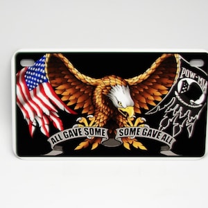 Motorcycle Bike Size POW MIA Eagle AMERICAN Flag Motorcycle Bike Aluminum Novelty License Plate Accessories 7&quot; X4&quot;