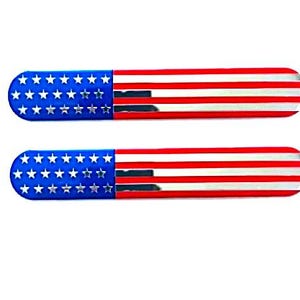 2 US USA AMERICAN Flag 3D Metal Aluminum Emblem, Decal, Sticker set of 2