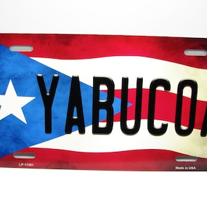 YABUCOA PUERTO RICO Flag Metal Car Novelty License Plate Auto Tag. Puerto Rican Flag Car License Plate
