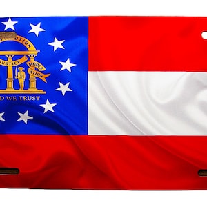 GEORGIA STATE Waving FLAG Metal Car Novelty License Plate Auto Tag