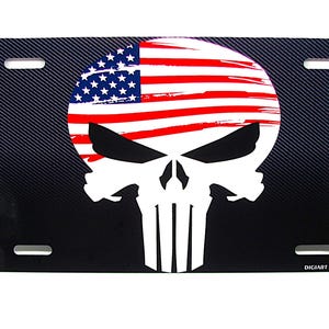 AMERICAN Flagge Schädel-Metallauto-Neuheit-License Plate Auto-Tag