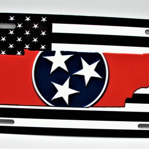 Thin Green & Blue Line American Tactical Flag Metal License Plate – Support Police, Military, Conservation