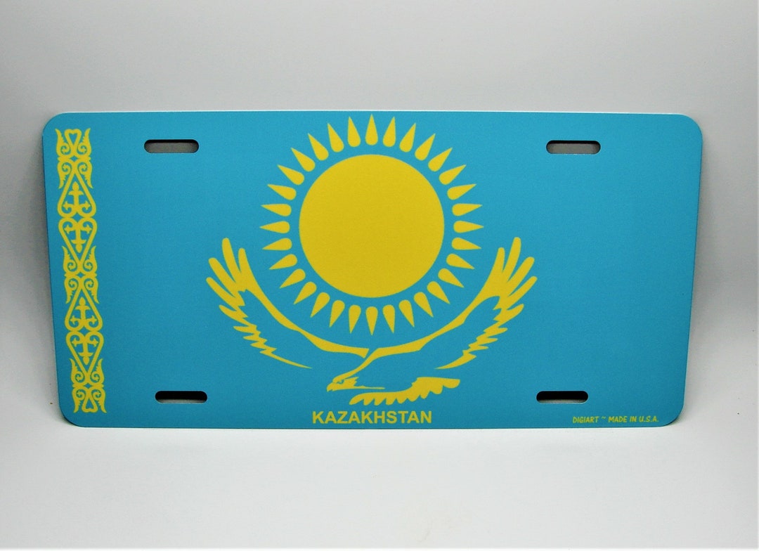 KAZAKHSTAN FLAG Metal Car License Plate Auto Tag. KAZAKH Flag Etsy