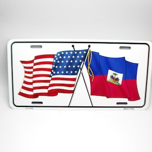 BANDEIRA HAITIANA DO HAITI Bandeira Americana Placa de Carro de Metal Novidade Etiqueta Automática.