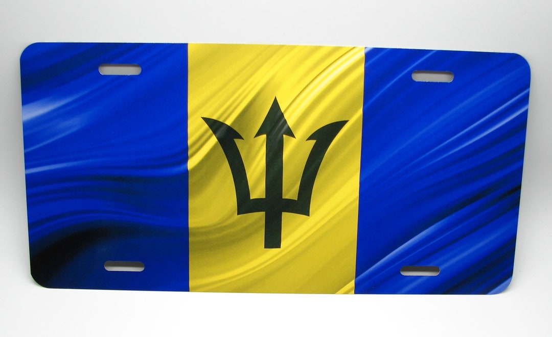 Waving BARBADOS FLAG Metal Car Novelty License Plate Auto Tag Etsy