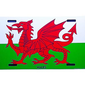WALES FLAG Welsh Dragon WELSH Flag Metal Car Novelty License Plate Auto Tag