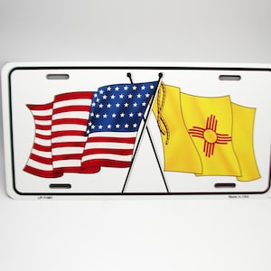 NEW MEXICO STATE Waving Flag American Flag Metal Car Novelty License Plate Auto Tag