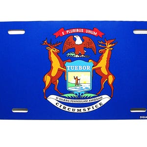 MICHIGAN STATE FLAG Metal Car Novelty License Plate Auto Tag