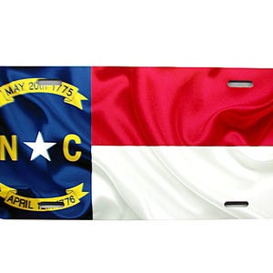 NORTH CAROLINA STATE Waving Flag Metal Car Novelty License Plate Auto Tag