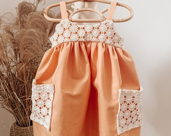 18-24M Tangerine Dream Dress | Ready to Ship | Upcycled Toddler Dress | Lace Clothing Recycled Sustainable Clothes for Babies | Baby Dress