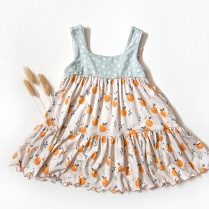Boise Dress – Citrus Summer 9-12m - Girls Summer Dress, Handmade in Canada Clothing, Floral Dress for Toddler Baby Infant Twirly Dress Fruit