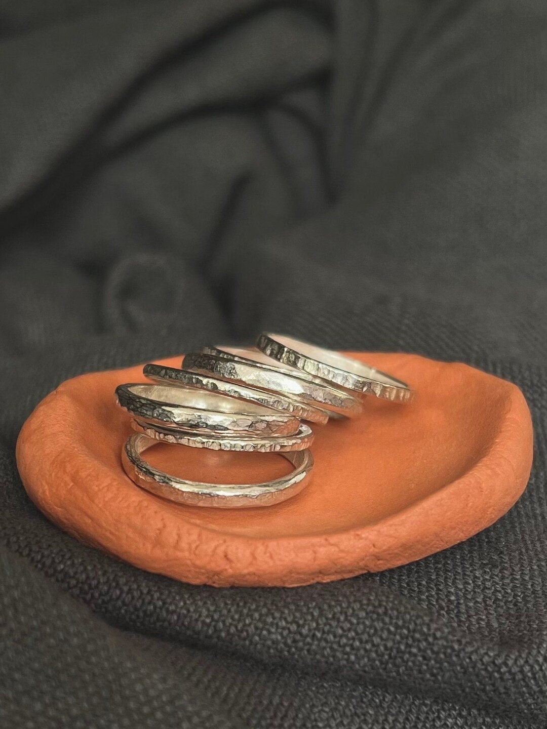 Recycled Sterling Silver Stacking Rings Textured Silver Rings Handmade