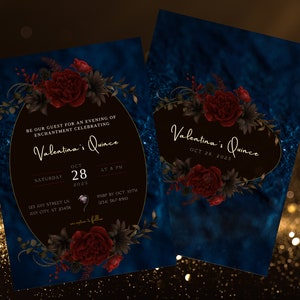 Modello di invito "La bella e la bestia", download immediato, invito stampabile per compleanni, quinceanera, matrimoni, elegante e incantevole.