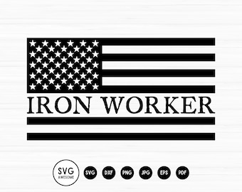 USA Iron Worker Amerikaanse vlag SVG Instant Download, Vinyl & Craft-bestand voor snijden, gestanst, sjabloon, Clip Art digitale download