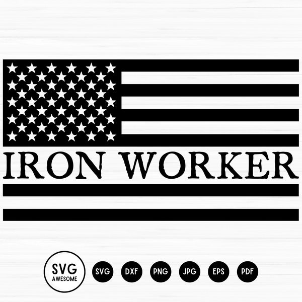USA Iron Worker American Flag SVG Instant Download, Vinyl & Craft Cutting File, Die Cut, Template, Clip Art Digital Download