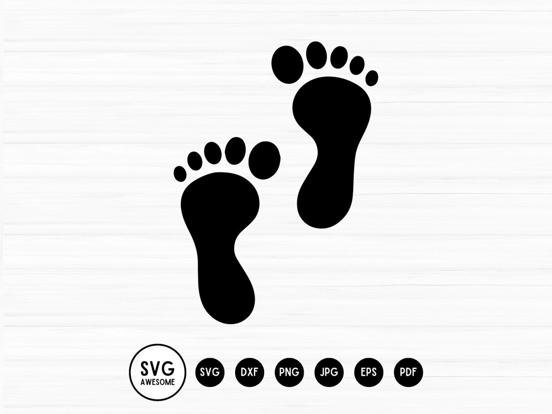 Feet Barefoot Footprint Toes Silhouette Shape, Instant Download, Eps
