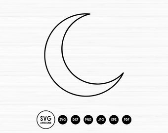 Wassende maan omtrek SVG Instant Download, Vinyl & ambachtelijk snijbestand, gestanst, sjabloon, Clip Art digitale download