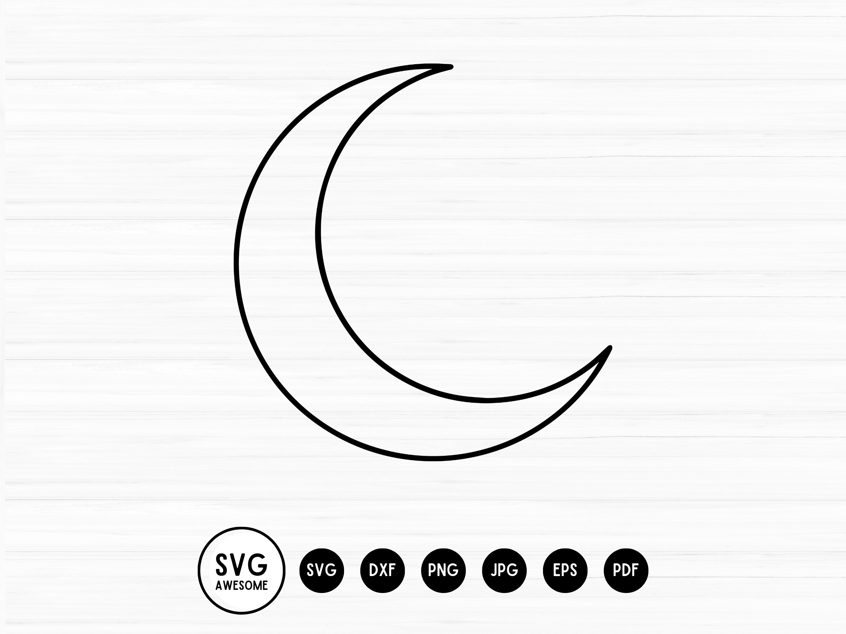 Crescent Moon Outline SVG Instant Download Vinyl & Craft Etsy Ireland