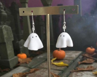 Orecchini fantasma fosforescenti, gioielli in pasta polimerica per Halloween, orecchini pendenti spaventosi e carini, regalo autunnale per lei, accessorio per amanti dei fantasmi