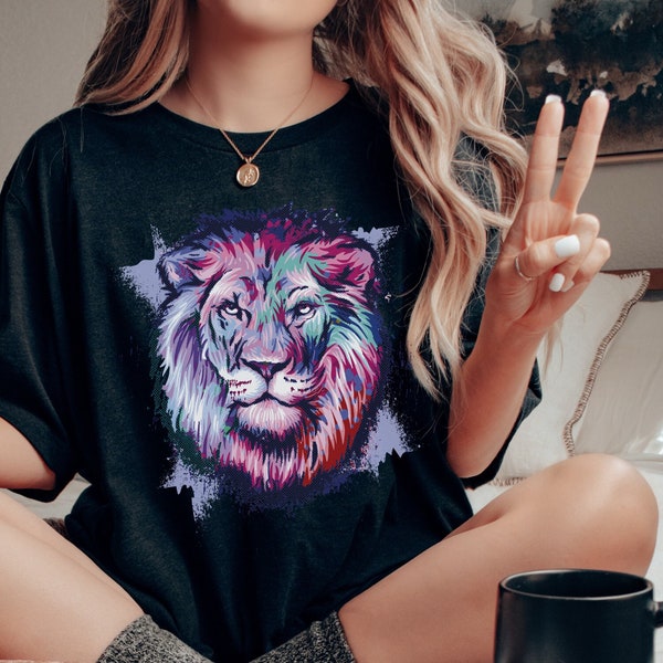 Löwen Gesicht Shirt, Löwen Shirt, cooles Lejon Shirt, majestätischer Löwe Shirt, wilder Löwe Shirt, Leo Shirt, Tier Liebhaber, Tier Shirt, Zoo Shirt