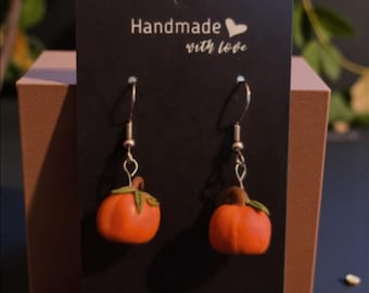 Pumpkin Earrings – Cute Halloween Jewelry – Fall Earrings – Polymer Clay Dangles – Autumn Gift for Her – Lightweight Nickel Free