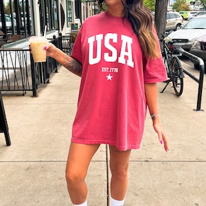 USA Comfort Colors Tee | Retro Style USA Tshirt| Patriotic Shirt| Memorial Day Party Outfit| 100% Cotton Made in USA| 4th Of July Tee