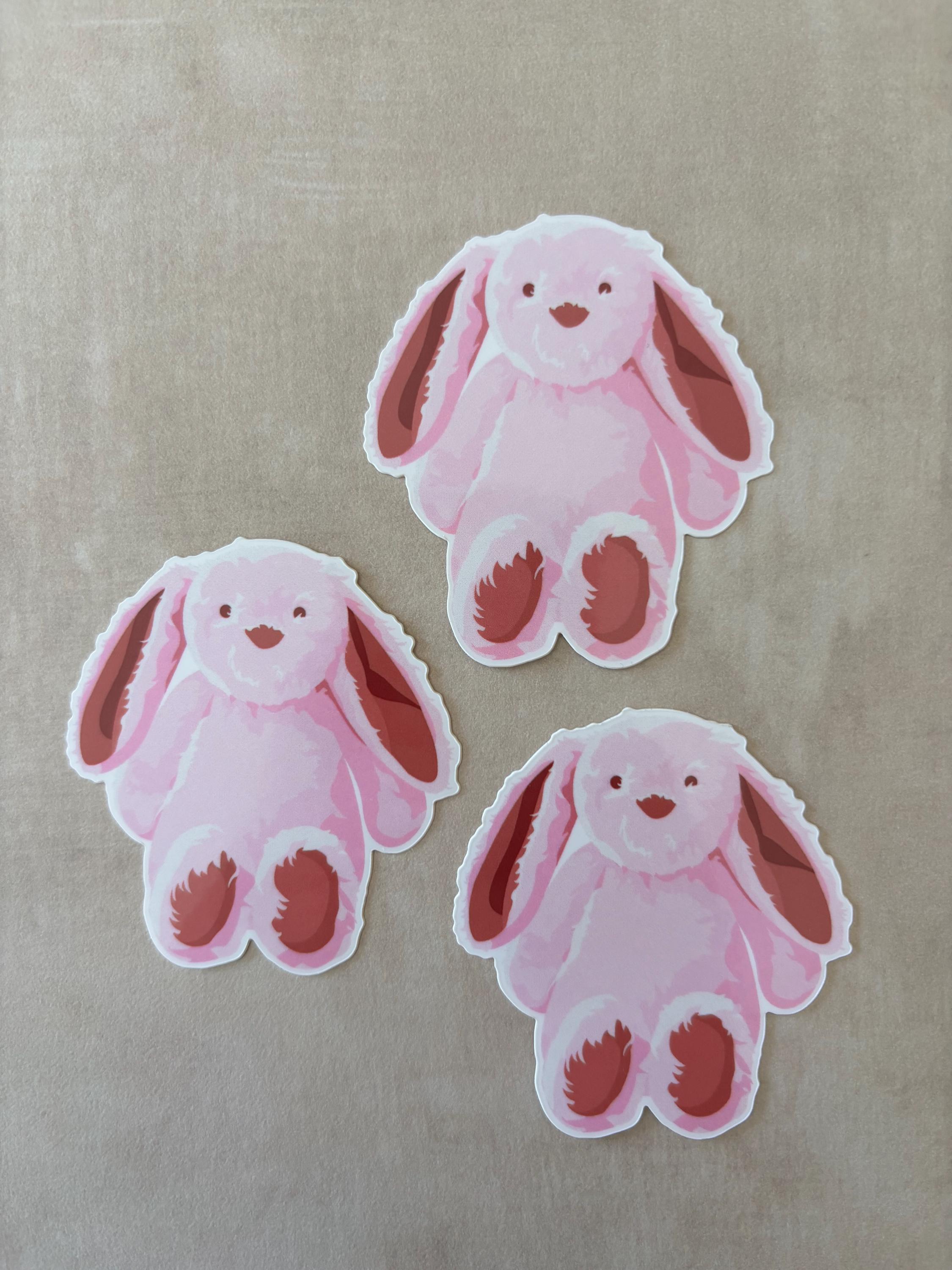 Pink Bunny Stuffed Animal Vinyl Sticker | Fluffy Bunny Sticker | Cute ...
