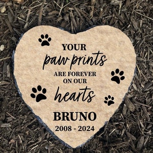 Pet Memorial Stone Personalized, Loss of Dog Sympathy Gift Paw Print Headstone SD-06