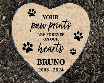 Pet Memorial Stone Personalized, Loss of Dog Sympathy Gift Paw Print Headstone SD-06