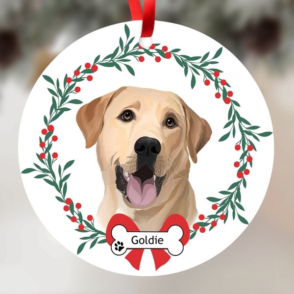 Yellow Lab Ornament, Personalized Labrador Retriever Christmas Ornament, Yellow Lab Gift w/ Name, Gift for Lab Dog Lovers