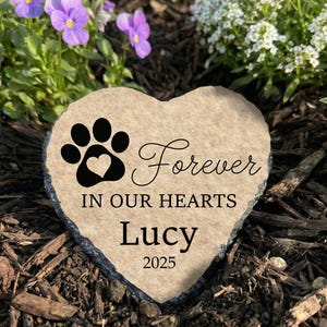 Pet Garden Stone Personalized, Dog Grave Marker, Forever In Our Hearts Memorial SD-20A