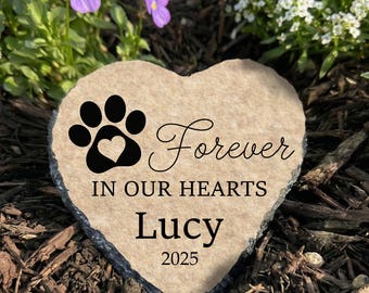 Pet Garden Stone Personalized, Dog Grave Marker, Forever In Our Hearts Memorial SD-20A