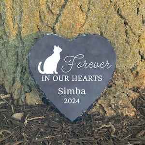 Personalized Cat Memorial Stone, Silhouette Cat Keepsake, Pet Loss Rock, Pet Gravestone, Remembrance Gift SD-31A