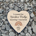 Crossed The Rainbow Bridge Memorial Plaque, Personalized Pet Memorial Gift for Dog Cat Loss SD-30A