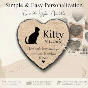 Heart Rock Memorial Cat Loss Gift, Personalized Slate Stone Grave Marker SD-32 image 6