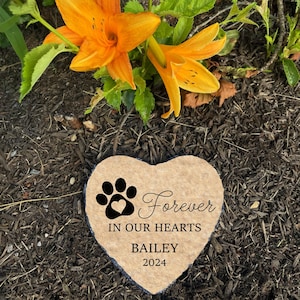 Pet Garden Stone Personalized, Dog Grave Marker, Forever In Our Hearts Memorial SD-20A image 6