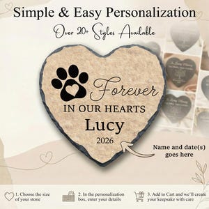 Pet Garden Stone Personalized, Dog Grave Marker, Forever In Our Hearts Memorial SD-20A image 5