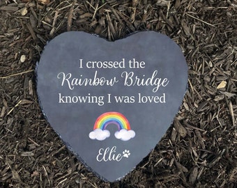 Rainbow Bridge Pet Memorial Stone: Personalized Dog Cat Loss Gift