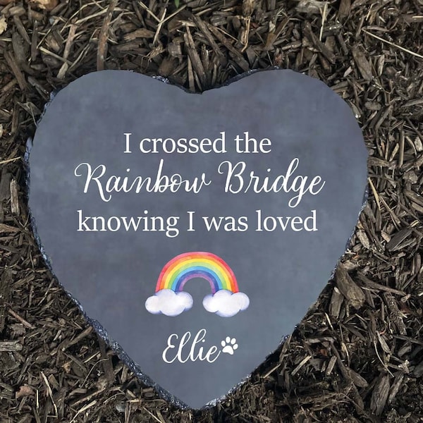 Rainbow Bridge Pet Memorial Stone: Personalized Dog Cat Loss Gift