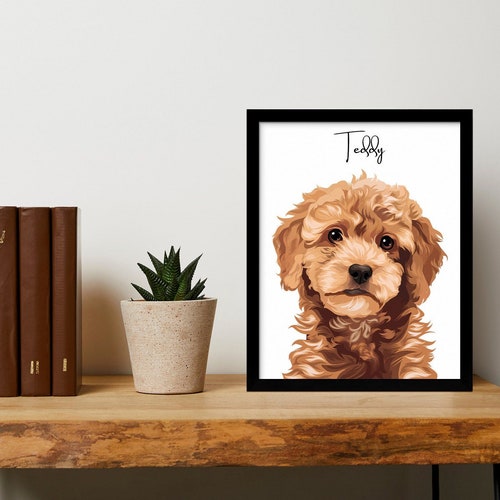 Custom Dog Portrait From Photo, Pet Memorial Gift, Personalized Dog Mom Art, Modern Print