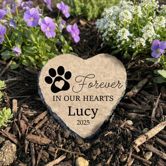Pet Garden Stone Personalized, Dog Grave Marker, Forever In Our Hearts Memorial SD-20A